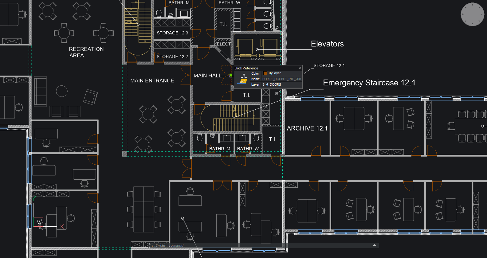 En 2D-CAD-tegning av et rom